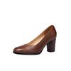 Krazing Pot Cow Skin Round Toe High Heels Summer Shoes Big Size 41 Women Modern Pumps