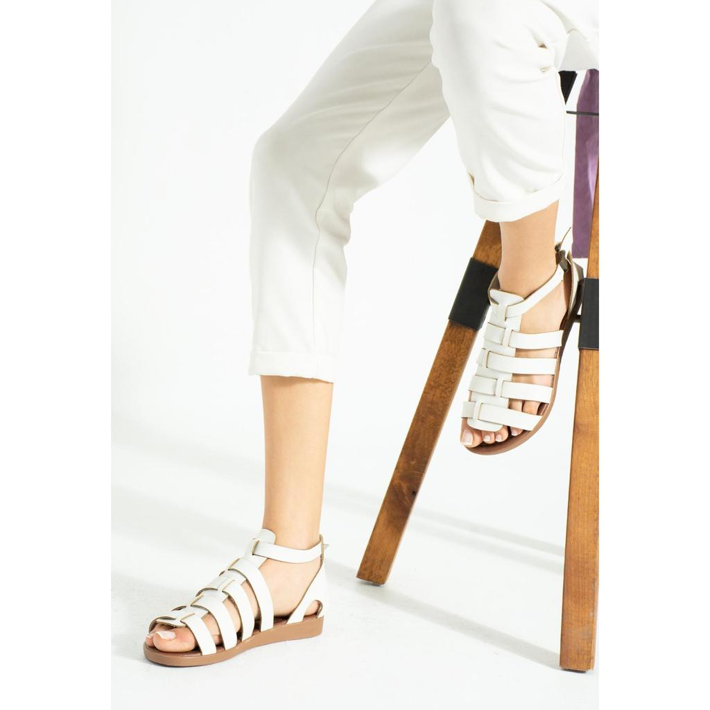 Sandales décontractées épaisses à rayures à la cheville pour femmes 51-810-23