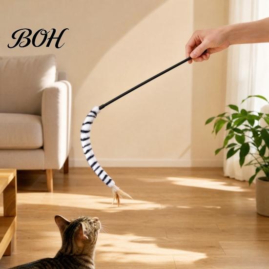 Durable Cat Play Stick Funny Toy, Toys for Indoor Cats, Interactive Scratch-resistant Toy Teaser Wand, Plush Kitten Toys, Exercise Wand