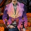 Men's Corduroy Blazer Jacket with Halloween Print Warm Casual Suit Coat with Pockets Comfortable Fit Lightweight Design for Everyday Wear
