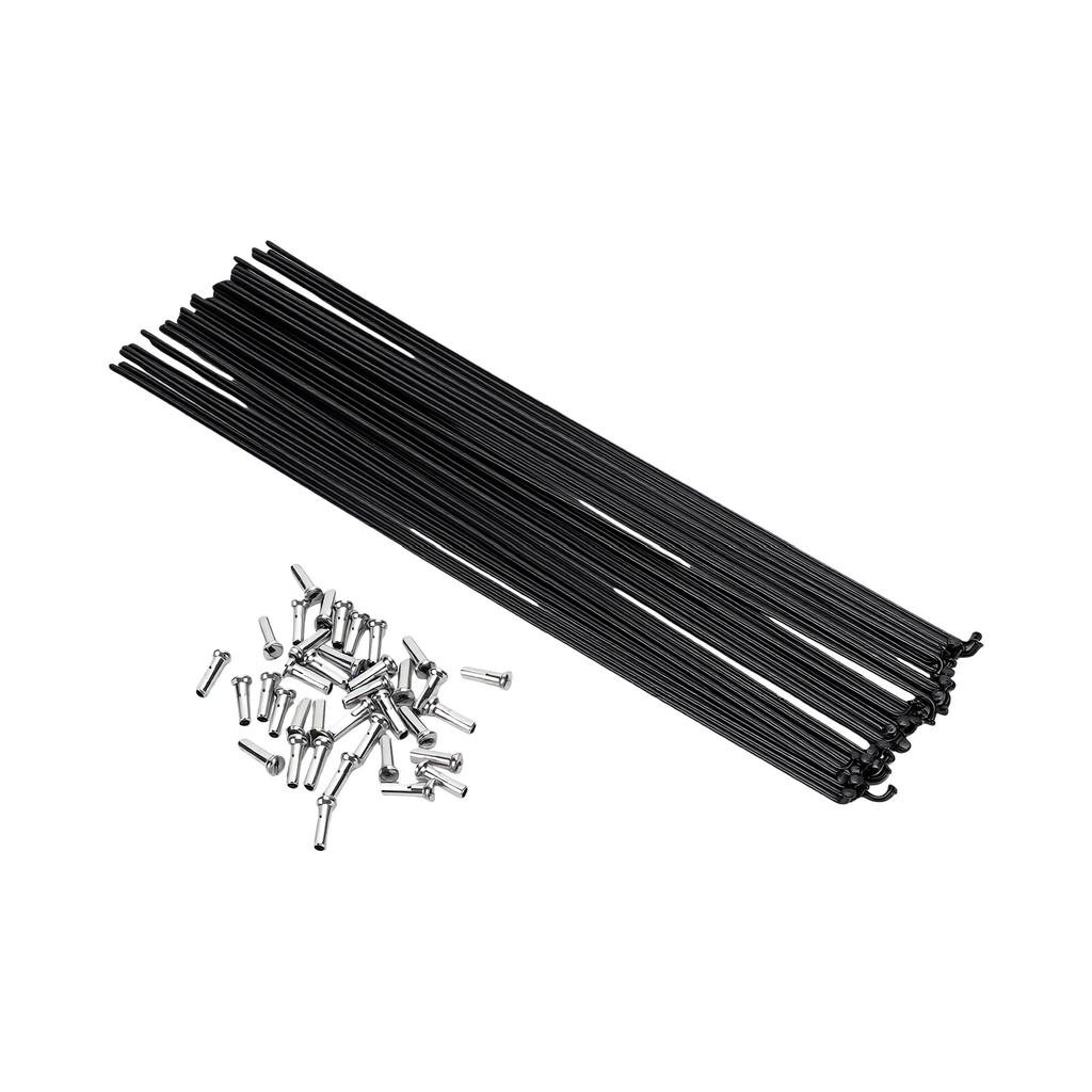 36pcs 260mm Bicycle Spokes with 14mm Spoke Caps Universal Fit Replacement Bicycle Spokes Black