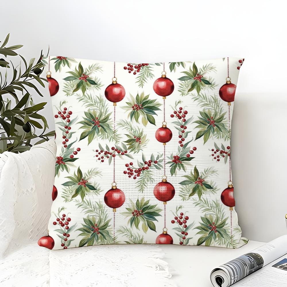 Square Cartoon Festive Print Pattern Pillow Case Linen Pillow Case Sofa Home Decor Cushion Cover Cushion Cove