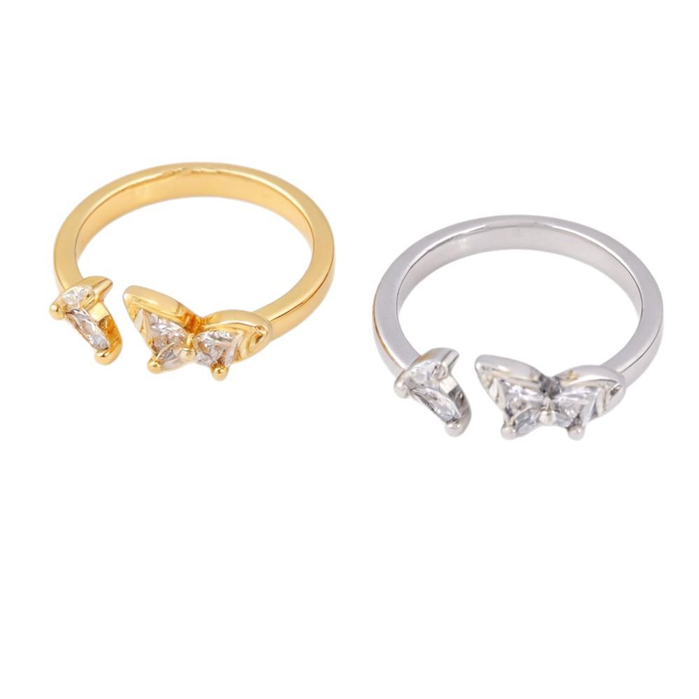 Europäischer und Amerikanischer Verstellbarer Süßer Schmetterling Diamantring: Zweifarbige Gold- und Silber-Mode-Stapelringe für Damen