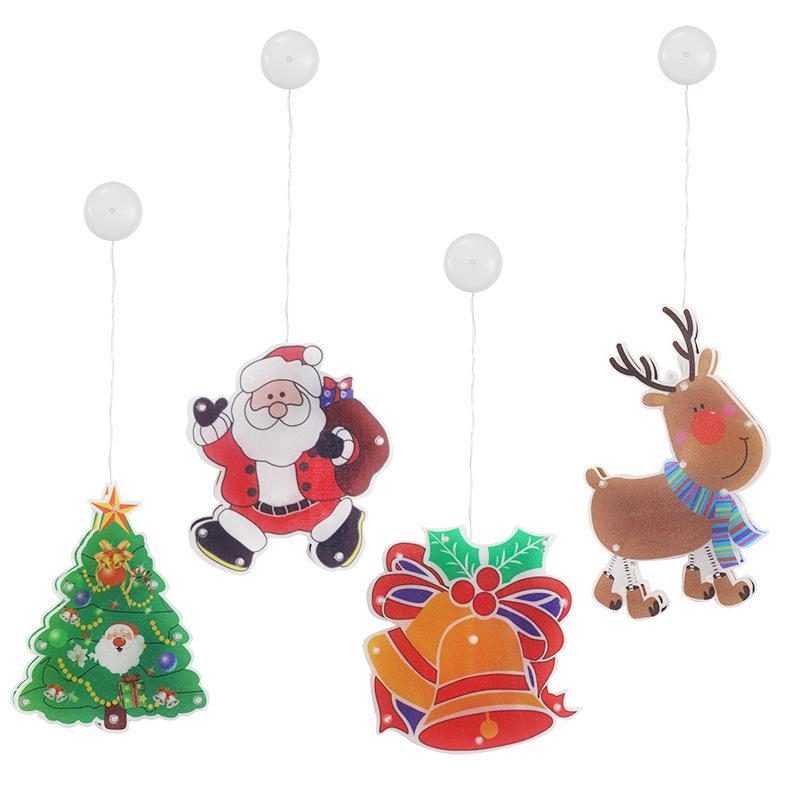 MAITA LED Luci a ventosa Babbo Natale Pupazzo di neve Luci da appendere alla finestra Luci decorative per l'albero di Natale