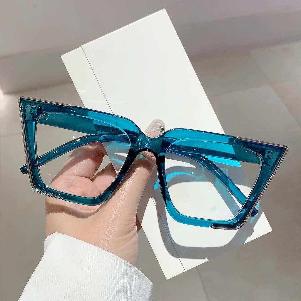 Oversized Vintage Glasses Women Fashion Cat Eye Blue Light Blocking  Eyewear Chic Candy Color Non-prescription Eyeglasses