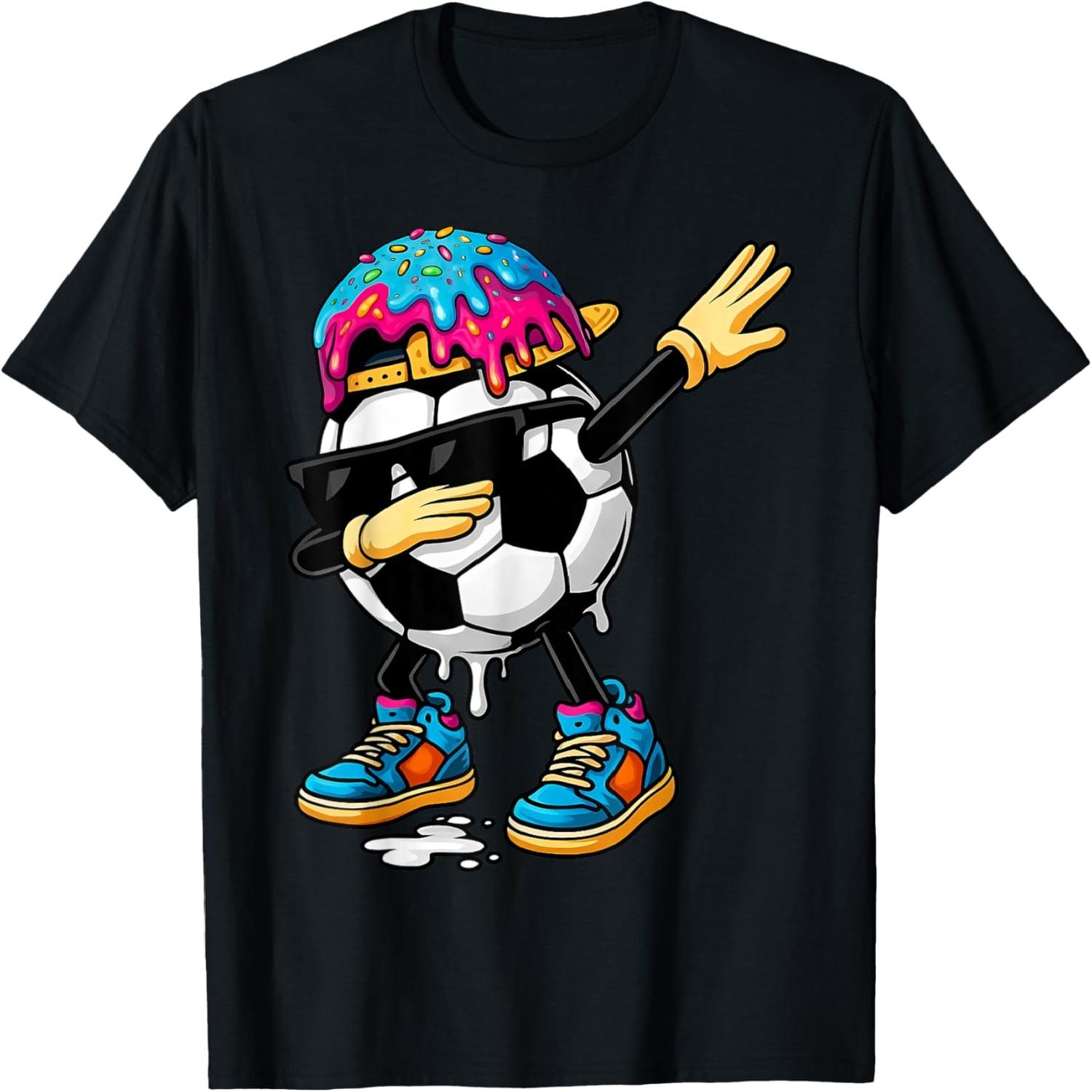 Dabbing Soccer Ice Cream Drip for Boys Funny Soccer Kids T-Shirt S