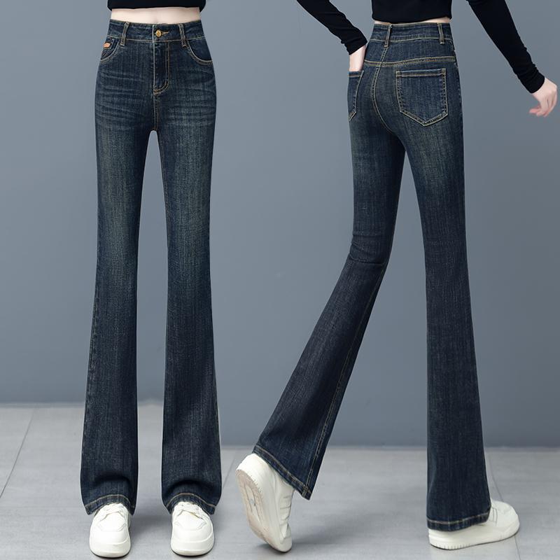 2025 Autumn/Winter High-Waisted Flare Jeans with Thickened Plus Velvet