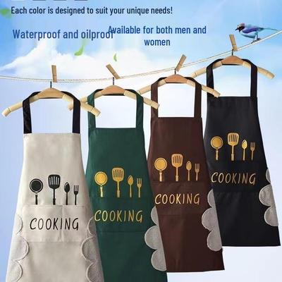 Korean Style Waterproof & Oil-Proof Kitchen Apron with Wipeable PVC Waist