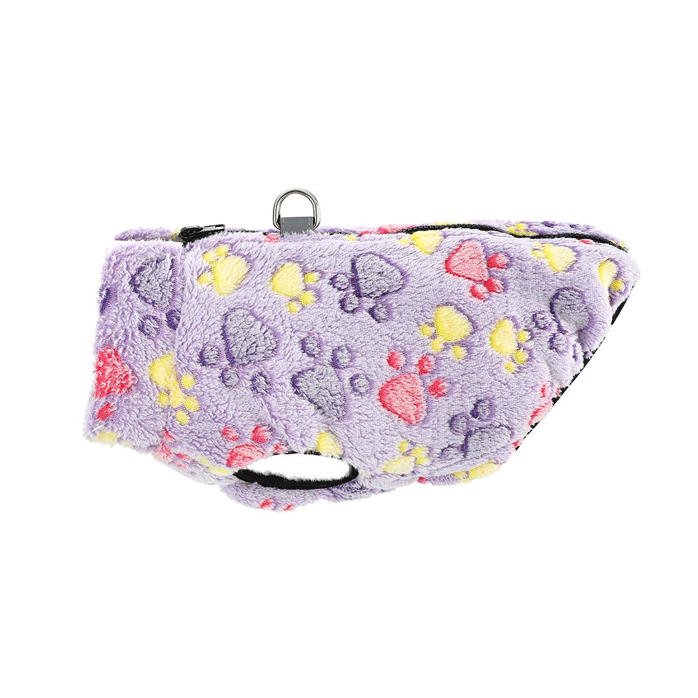 

Winter Dog Clothes Soft Fleece Apparels For Small Cats Dogs Costume With D-Ring Reflective Pet Jacket Coat French Bulldog Outfit XS фиолетовый