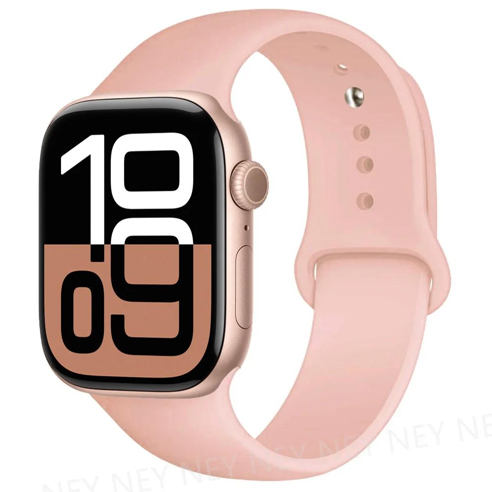 Silicone Band For Apple Watch Straps Ultra 2 49mm 45mm 44-40mm 41mm Sport Bracelet Apple Watch Series 10 42mm-46mm 8 7 6 5 SE 9
