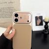 Funda de Cuero para Teléfono con Ventana Grande para iPhone 17 16 15 14 13 Pro Max Protección de Lente Mate Antigolpes Cubierta Trasera con Recubrimiento