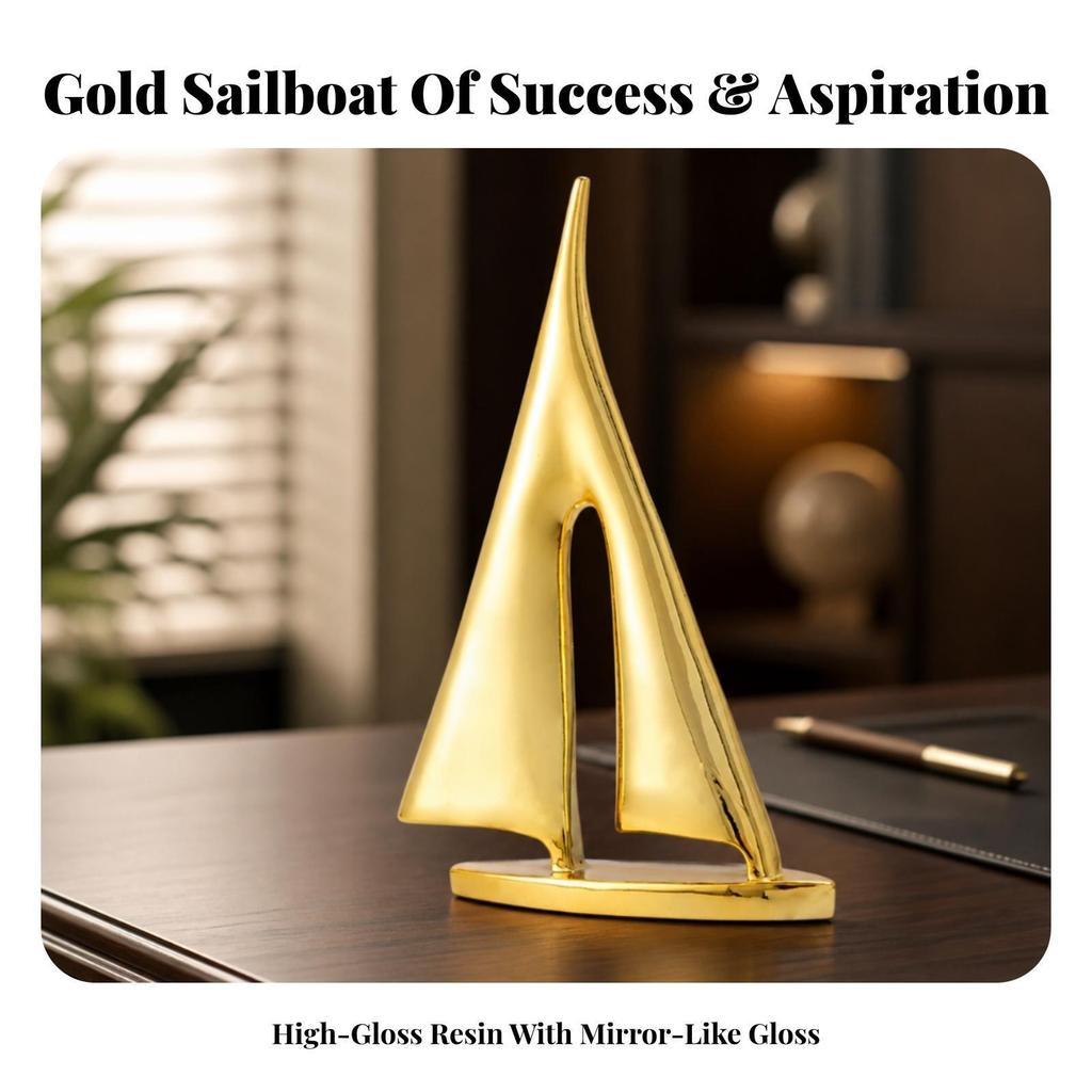 Decorative Sailing Ship Ornament | Nautical, Resin Sailboat Sculpture, for Entryway Table S