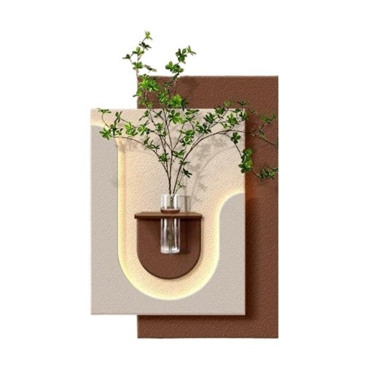 

Plant Decorative Painting Sandstone Dining Room Wall Lamp Painting Nordic Creative Lighted Hanging Paintings Room Decoration