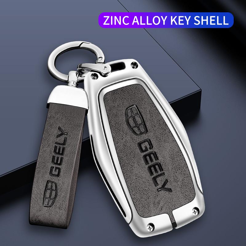 Car Key Case Cover Bag Alloy Leather for Geely Emgrand X7 EX7 Coolray Atlas Boyue GT GC9 NL3 Tugella Car Styling Accessories