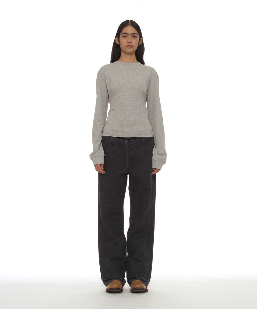 PARTIMENTO WOMEN Layered Sleeve Tie Long Sleeve Top_Melange