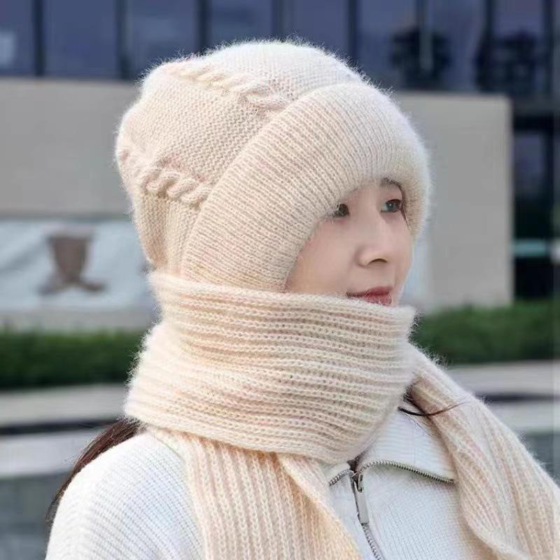 Hat Men's Winter Windproof, Cold-proof and Warm Wool Knitted Hat Super Thick Thickened Piled Headhat Big Head Circumference