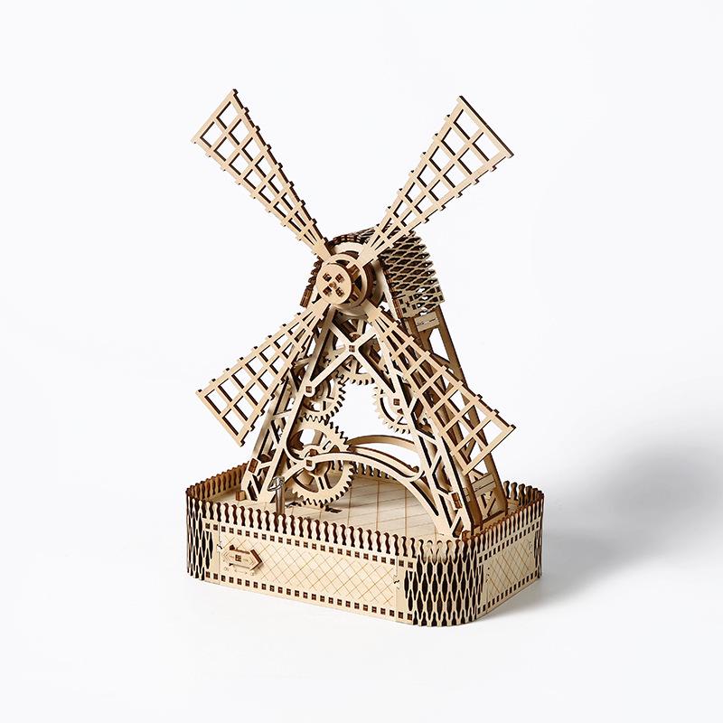 

Деревянная 3D-головоломка «Ветряная мельница» ручной работы