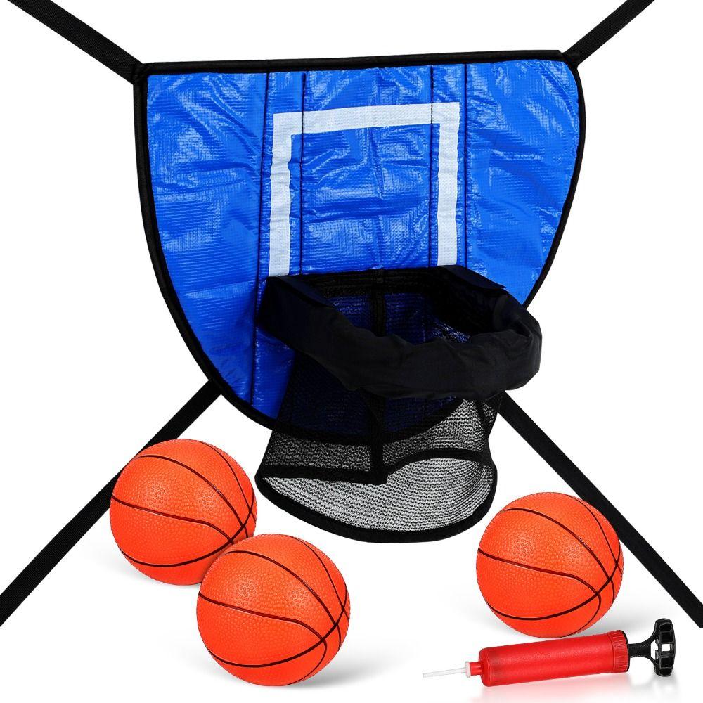 Sammenleggbart Trampoline Basketballkurvsett Multifunksjonelt Basketballkastspill Sportsspill