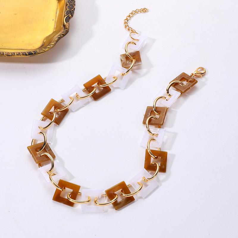 Personalized Bohemian Square Necklace Color Matching Acrylic Chain Collarbone Chain Exaggerated Neck Chain Female