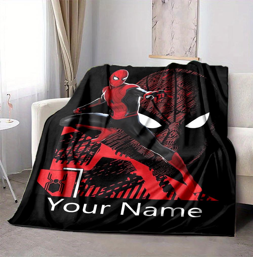 Custom Name Spider-Man Mask Flannel Blanket Throw Blanket Soft Warm Sofa Bed Decor Unique Gift