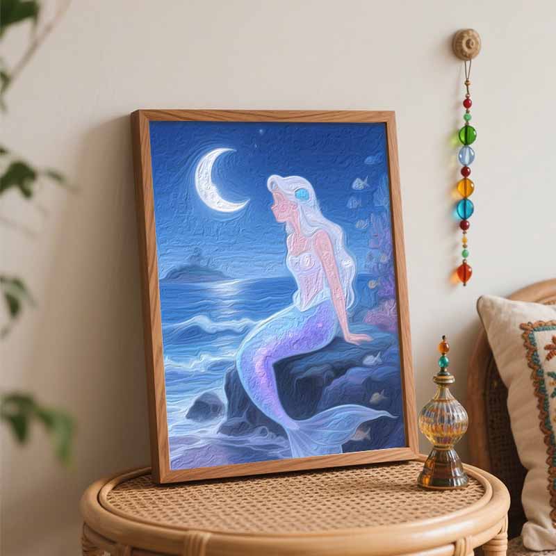 Disney mermaid oil painting hand painting coloring painting handmade diy home decoration gift