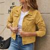 Women's Denim Jackets Fashion Female Casual Long Sleeve Lapel Solid Button Down Chest Pocket Slim Jean Jacket Coat