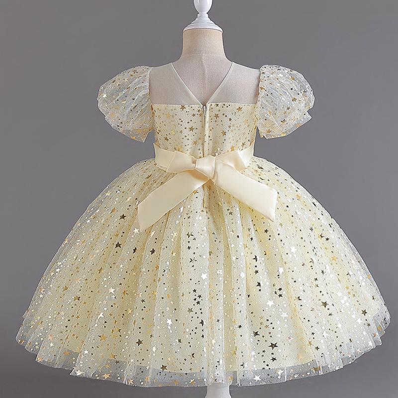 Pailletten Puffärmel Kleid für Mädchen - Babys erster Geburtstag Hochzeit und Abendkleid