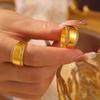 18k Gold-Plated Rhinestone Titanium Steel Ring - Simple, Luxurious Wide Band European/American Style Jewelry
