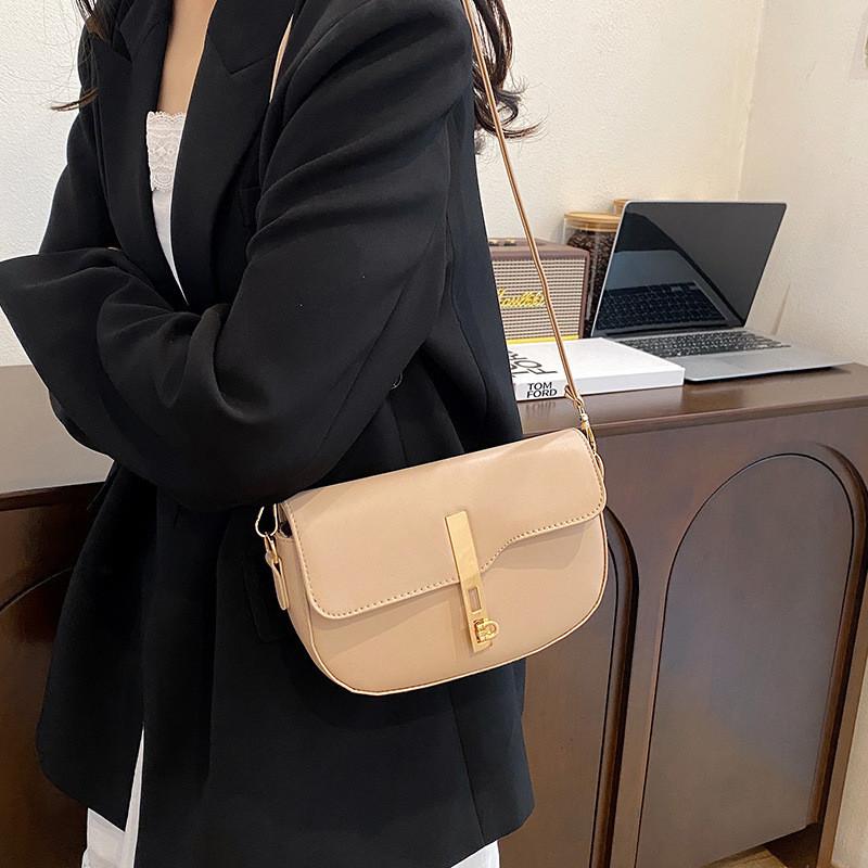 Trendy Pu Leather Saddle Bag Vintage Style Single Shoulder Underarm Bag For Everyday Use