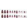 24PCS Blush Almond Fake Nails with Star Print Easy Effortless Application To Nails for Fingernail DIY Decoration
