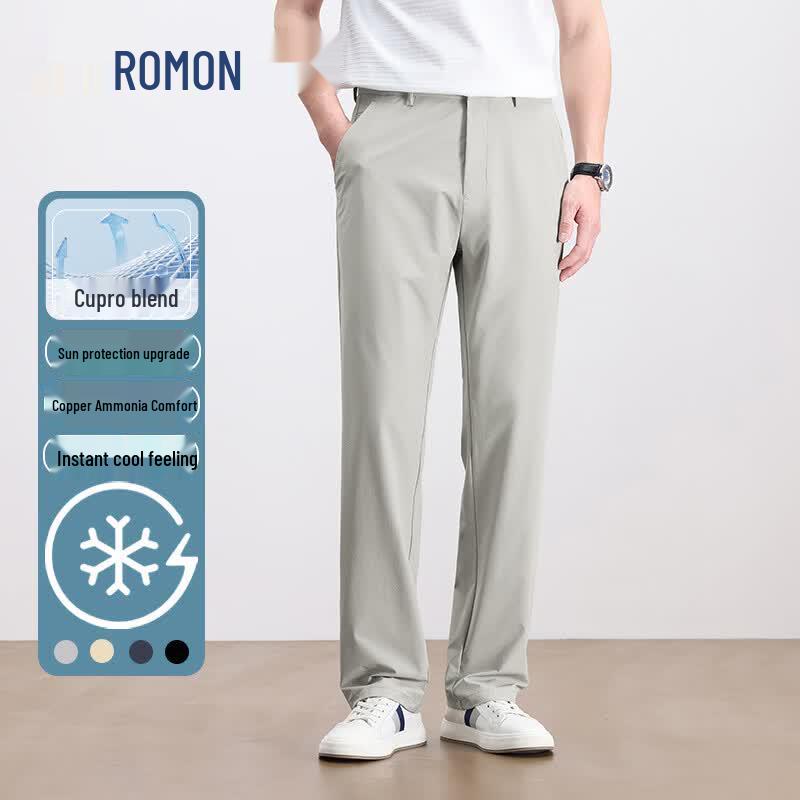 ROMON Men s Ice-Feel Straight-Leg Casual Trousers 38