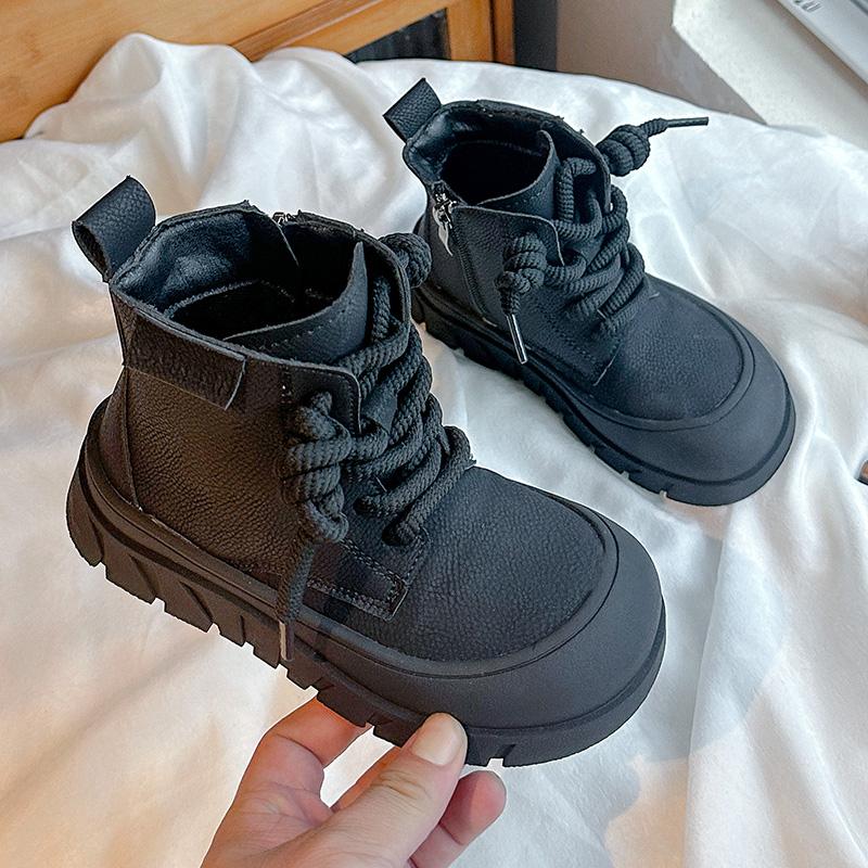 Children's Boot Spring Autumn Patchwork Versatile Girls Black School Boots Fashion Versatile Kids Causal Ankle Boots Thick Soled