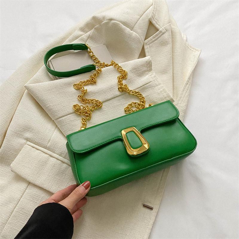 

Chic Minimalist Design Women s Crossbody Bag Stylish Chain Small Square Purse зелений