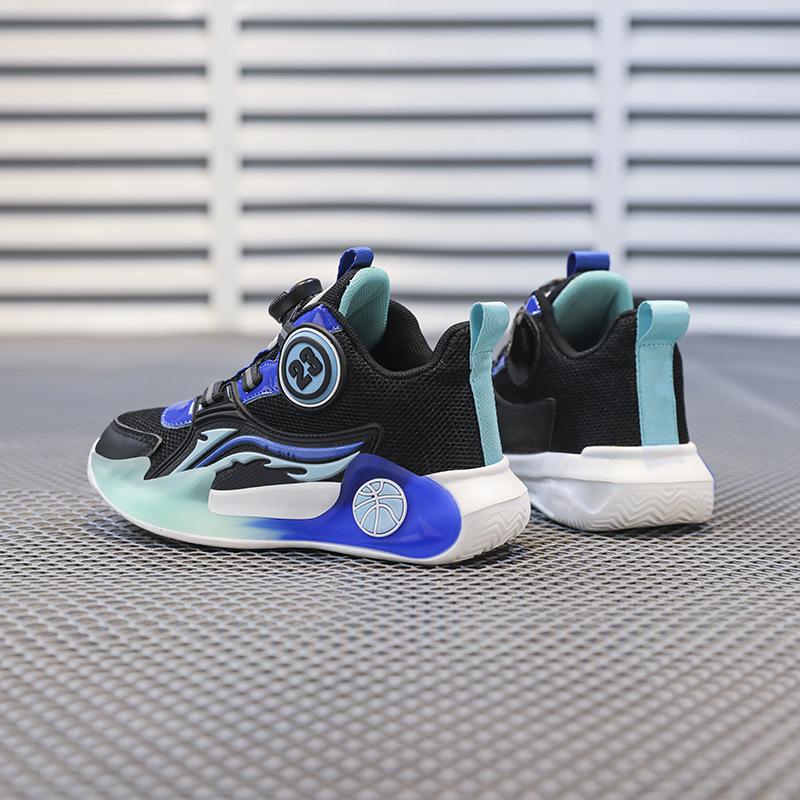 Children's running shoes 2025 autumn boys mesh rotating buckle tide shoes teen boys blue sneakers