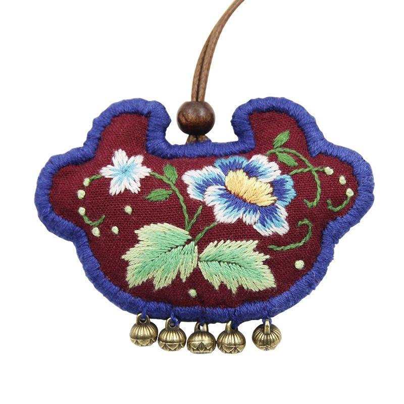 

Handmade Pendant Cross Stitch Set Colorful Embroidery Set Embroidered Lucky Bag DIY Kits Adults Style 13