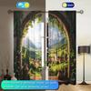 2 Piece Beautiful Scenery Decoration Curtains   Suitable for Gifting To Family and Friends   Semi Blackout Decorative Curtains