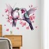 Chinese Style Magpie On Peach Blossom Branch Wall Stickers, Love Birds Painting Decor for Living Room Sofa Bedroom Wall Decoration