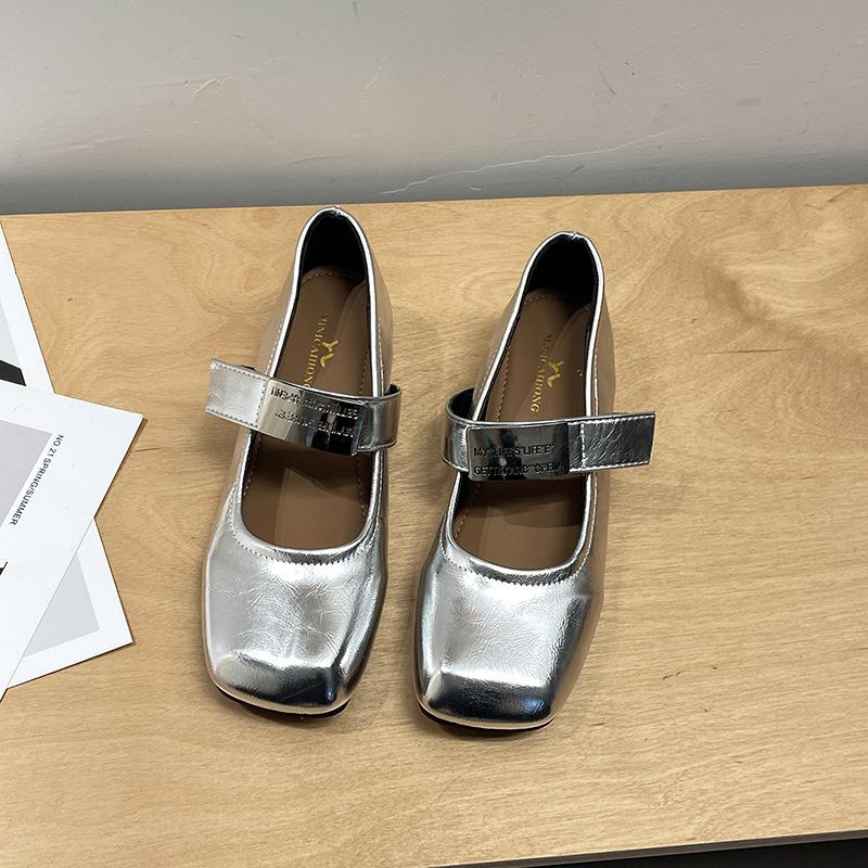 French gentle style leather shoes Mary Jane evening shoes summer word belt heightening soft leather grandma shoes wedge heel single shoes