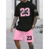 Summer Men's Short Sleeve T-shirt Shorts 2-piece Set Plus Size T Shirt Clothing O-neck T-shirts Side Pocket Elastic Waist Shorts