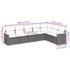 7-teiliges Gartensofa-Set mit Kissen, graues Poly-Rattan