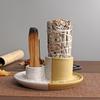 Palo Santo Holder 4-in-1 Ceramic Incense Holder Candle Holder with Ash Catcher Lotus Tray Incense Burner for Sticks Salvia Burning Meditation