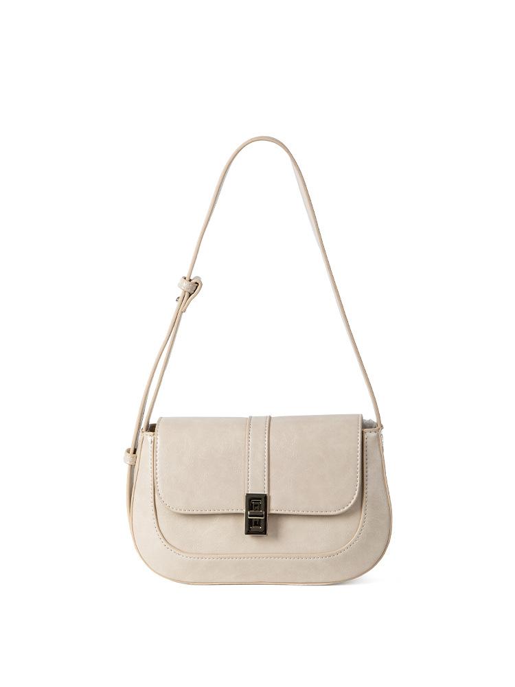 

Korean retro commuter underarm bag 2026 autumn/winter new pu leather shoulder bag soild color female purse and handbags Totes 23x7x13cm бежевый