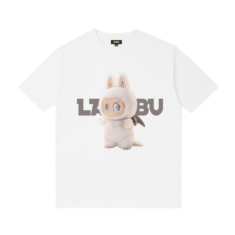 Labubu Design Sense Cartoon Casual Printed T Shirt Summer Loose Couple Pure Cotton T-shirt Men and Women Half Sleeve