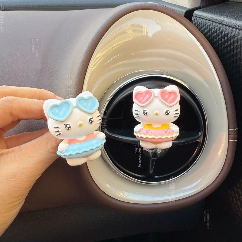 Ins-Style Cute Cartoon Kt Cat Car Air Vent Ornament Car Diffuser Stone Gypsum Decoration Car Interior Accessories for Women
