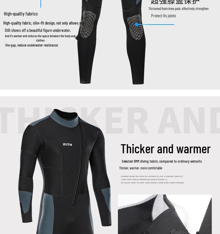 ZCCO 5mm Herren Ganzkörper-Neoprenanzug: Warmer Taucher-, Winterbade-, Surf-, Schnorchelanzug