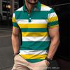 Casual Striped Short-sleeve Polo Shirt, Men's Daily Wear Essential.