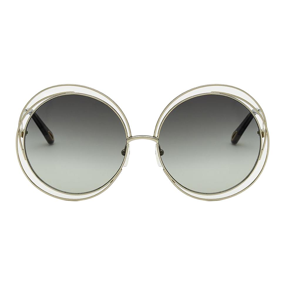 Chloe Retro Mode Großer Rahmen Metall Rund Sonnenbrille Unisex Sonnenbrille Gold CH114SD