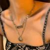 Portrait ins cold wind double-layer titanium steel necklace female ins hip-hop niche design sense collarbone chain 2024 new model