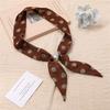 Women Scarf Imitation Pearl Buckle One-Piece Design Scarf Lightweight Chiffon Satin French Retro Black White Dot Neck Collar