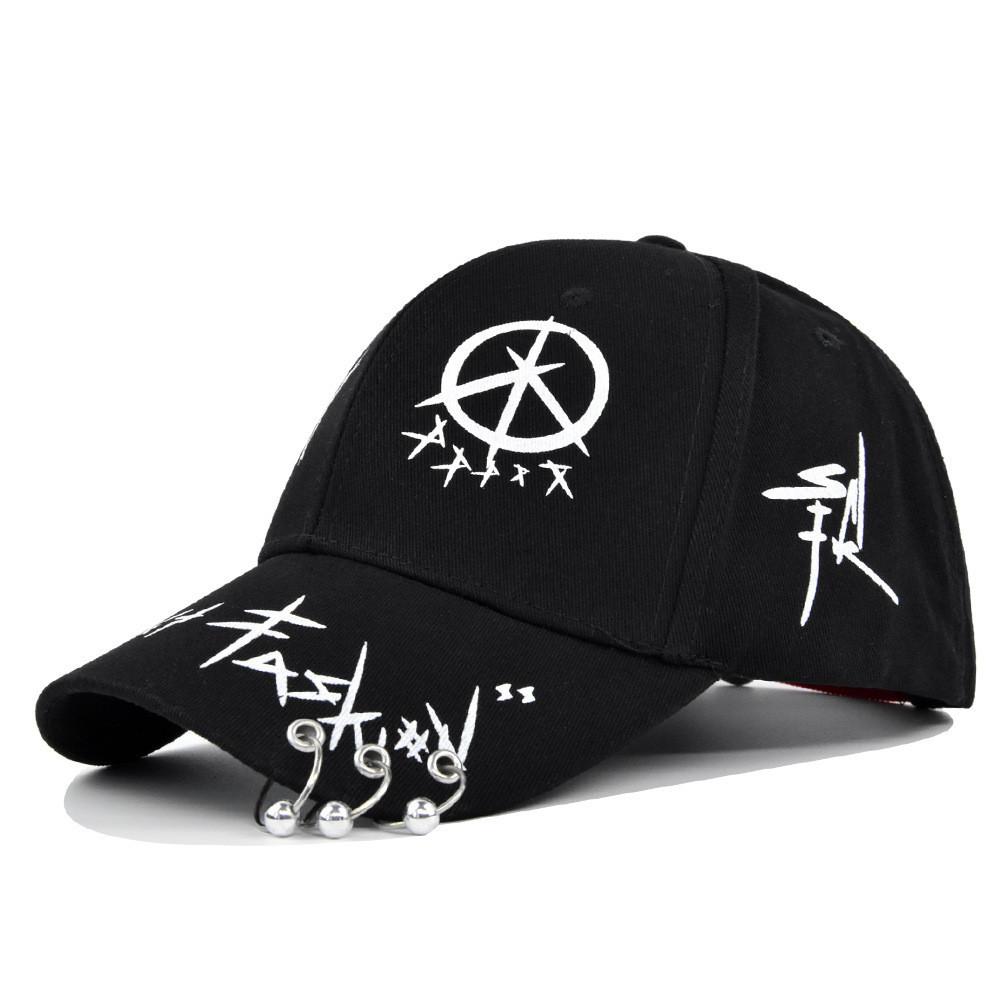 

Cap Tongue Duck Black White Graffiti Print Baseball Cap Made Cotton Material чорний